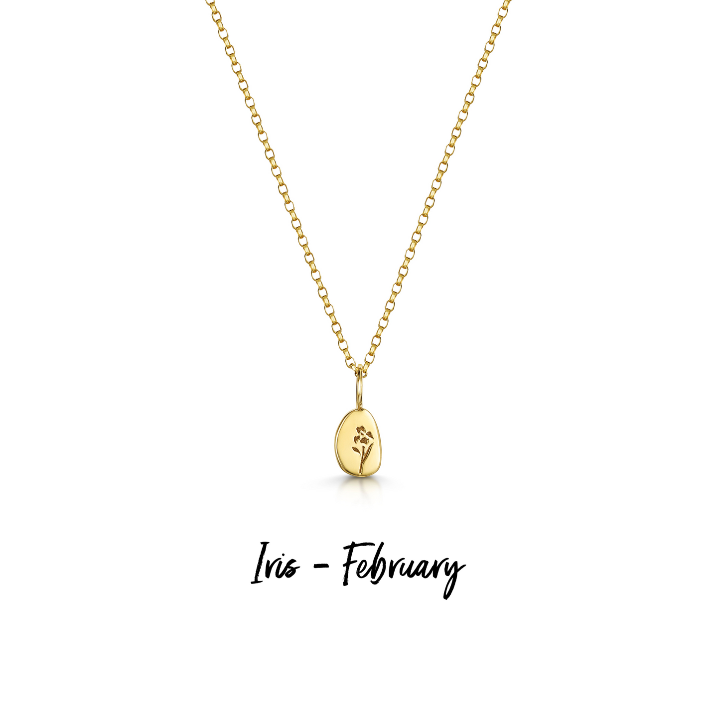 9k solid yellow gold tiny birth flower pebble necklace pendant