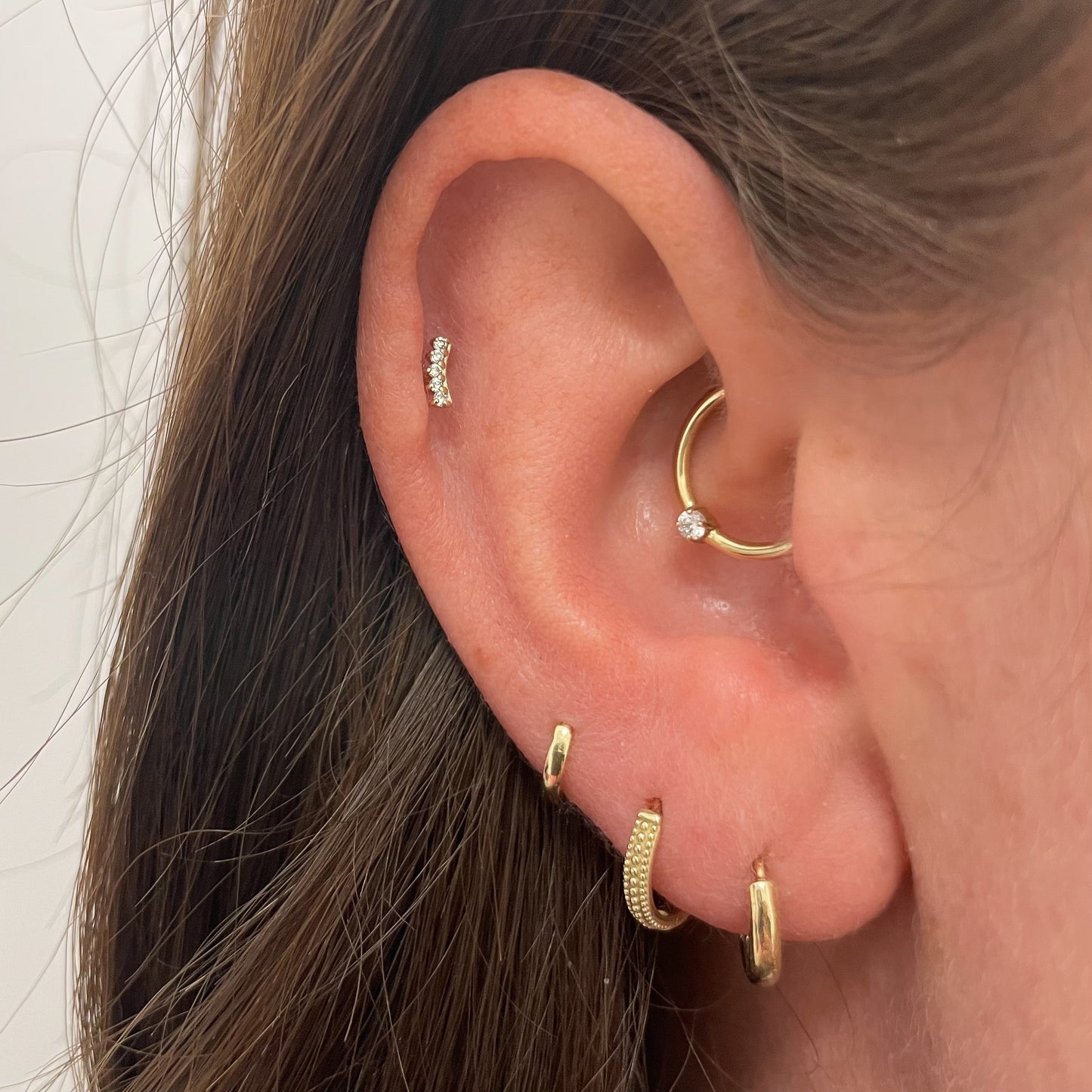 9k solid yellow gold 5mm simple teeny tiny huggie earring Huggies and Hoops Laura Bond Maria Tash astrid miyu