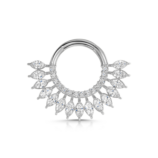 astrid miyu 9k solid white gold marquise Sun Blast 8mm 16g daith hoop Huggies and Hoops Laura Bond