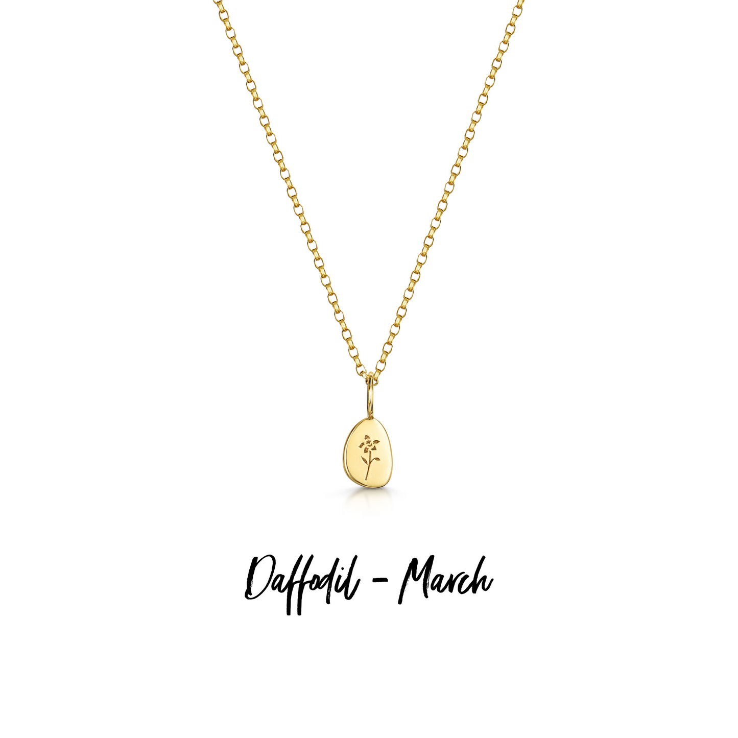 9k solid yellow gold tiny birth flower pebble necklace pendant