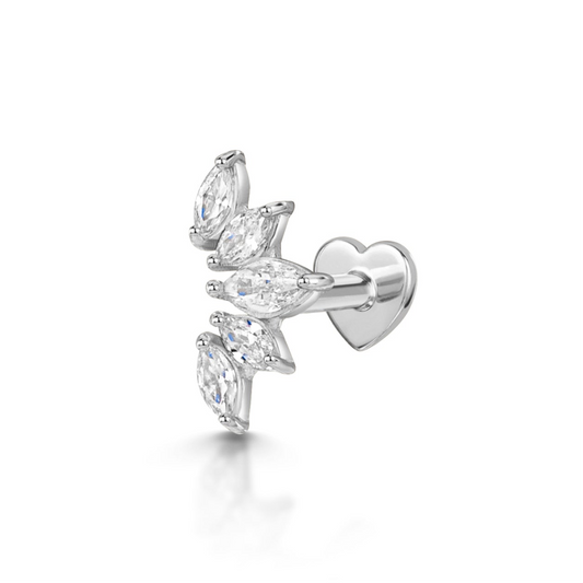 astrid miyu 14k solid white gold tiara flat back labret stud earring 8mm Cartilage Studs Laura Bond