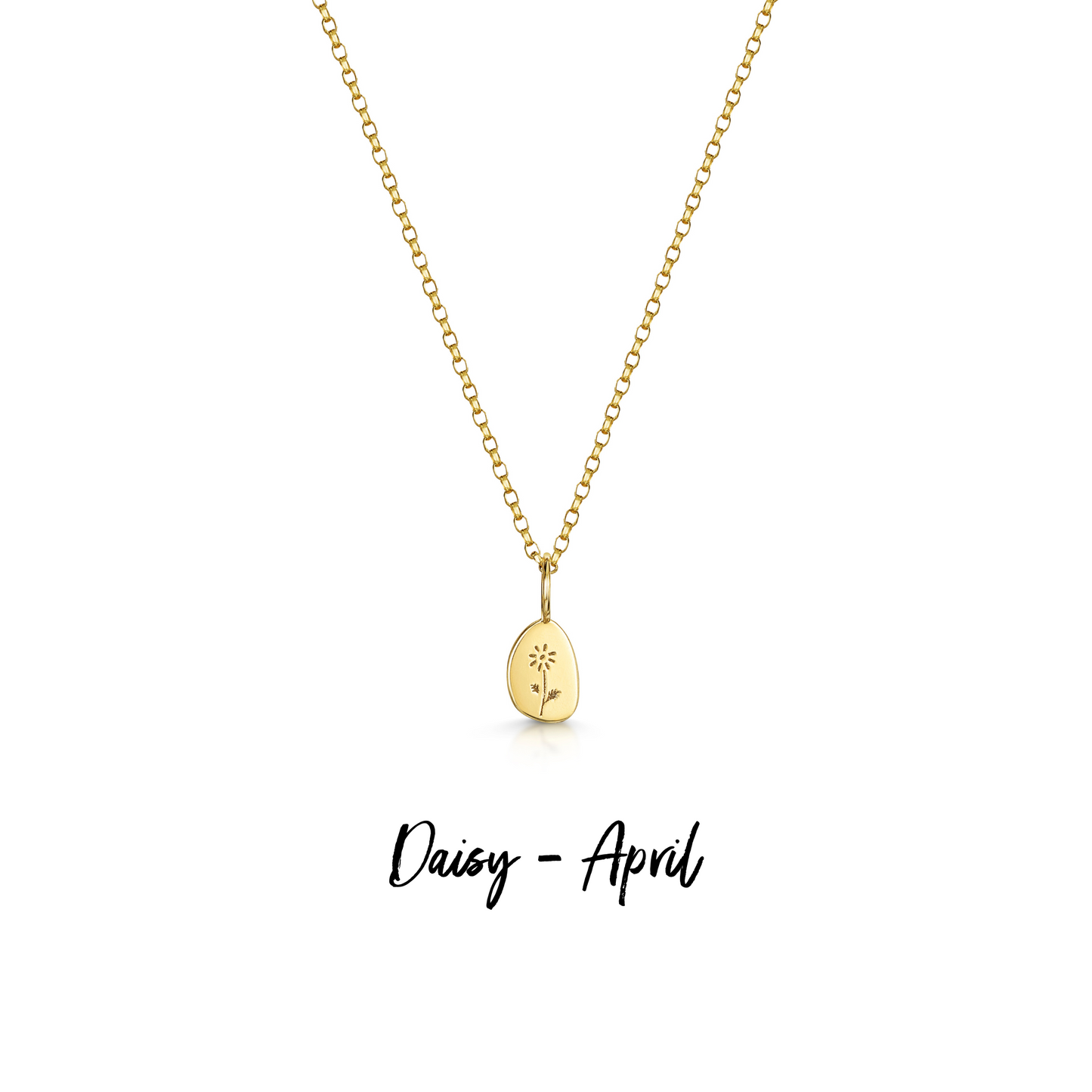 9k solid yellow gold tiny birth flower pebble necklace pendant