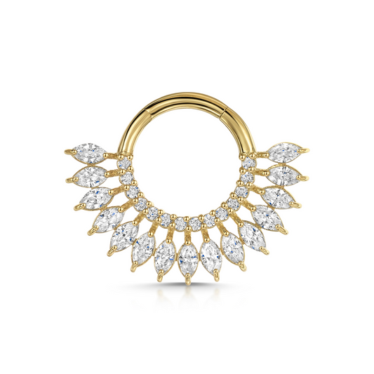 astrid miyu 9k solid yellow gold marquise Sun Blast 8mm 16g daith hoop Huggies and Hoops Laura Bond