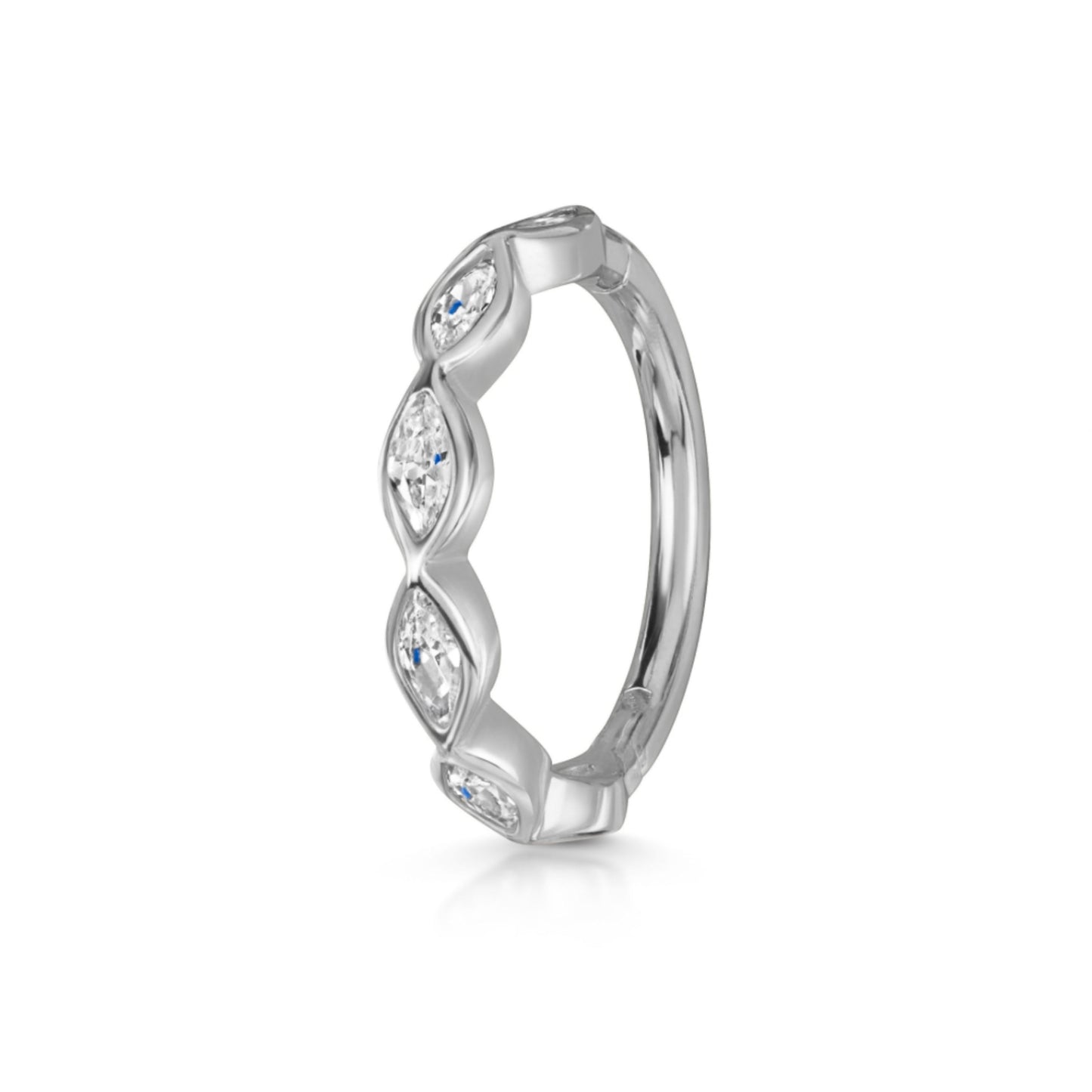 9k solid white gold 16g marquise crystal clicker hoop earring Huggies and Hoops Laura Bond Maria Tash astrid miyu