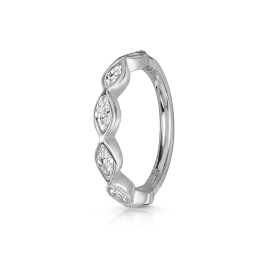 astrid miyu 9k solid white gold 16g marquise crystal clicker hoop earring Huggies and Hoops Laura Bond