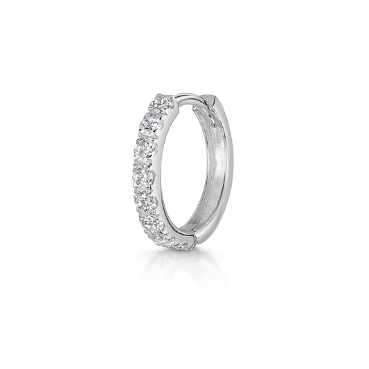 astrid miyu 9k solid white gold 10mm simple crystal huggie earring Huggies and Hoops Laura Bond