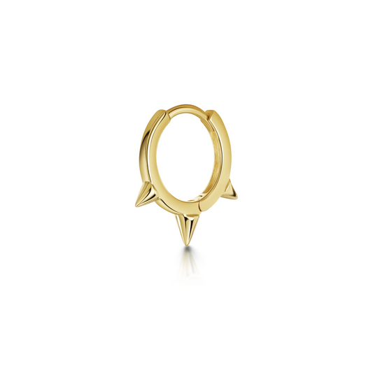 astrid miyu 9k solid yellow gold 8mm plain spike huggie earring Huggies and Hoops Laura Bond