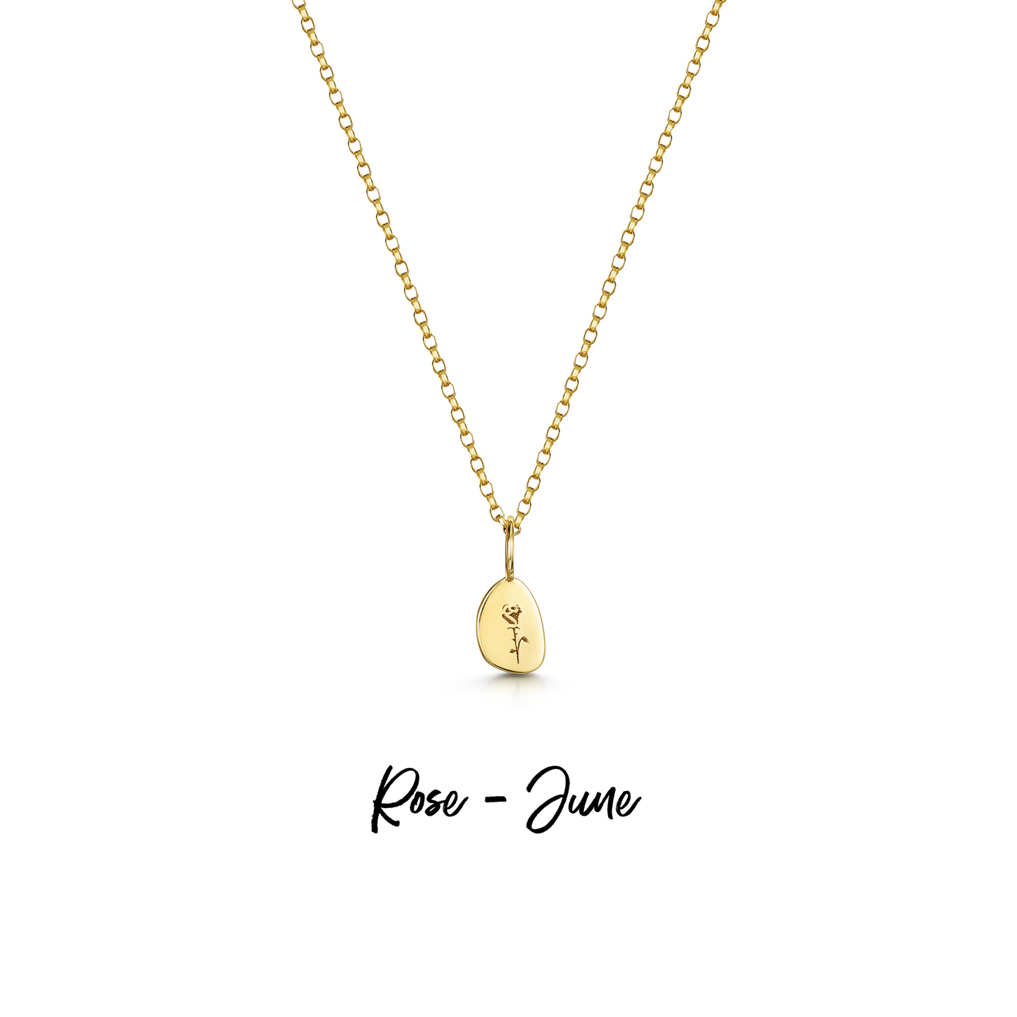 9k solid yellow gold tiny birth flower pebble necklace pendant