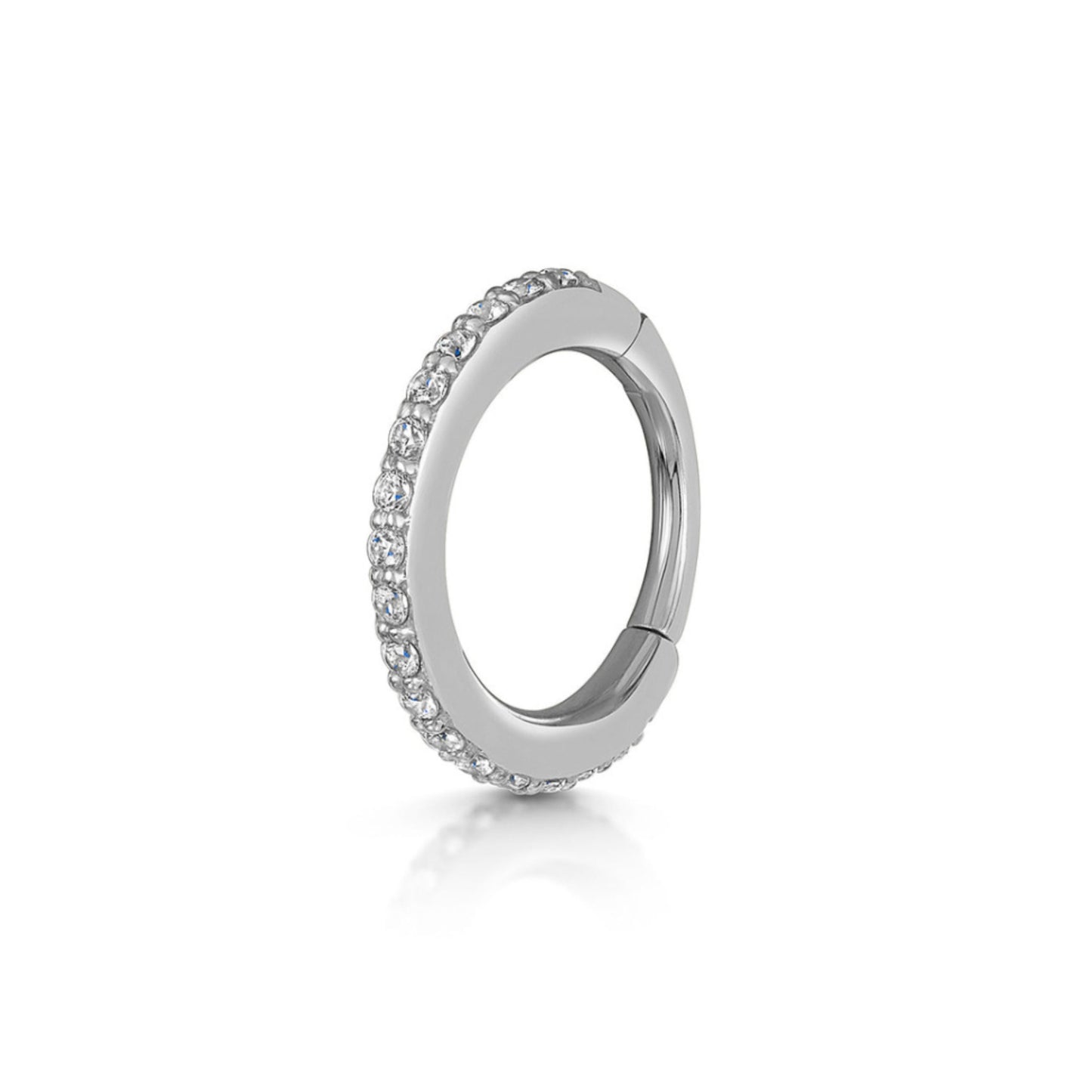 9k solid white gold crystal clicker hoop earring Huggies and Hoops Laura Bond Maria Tash astrid miyu