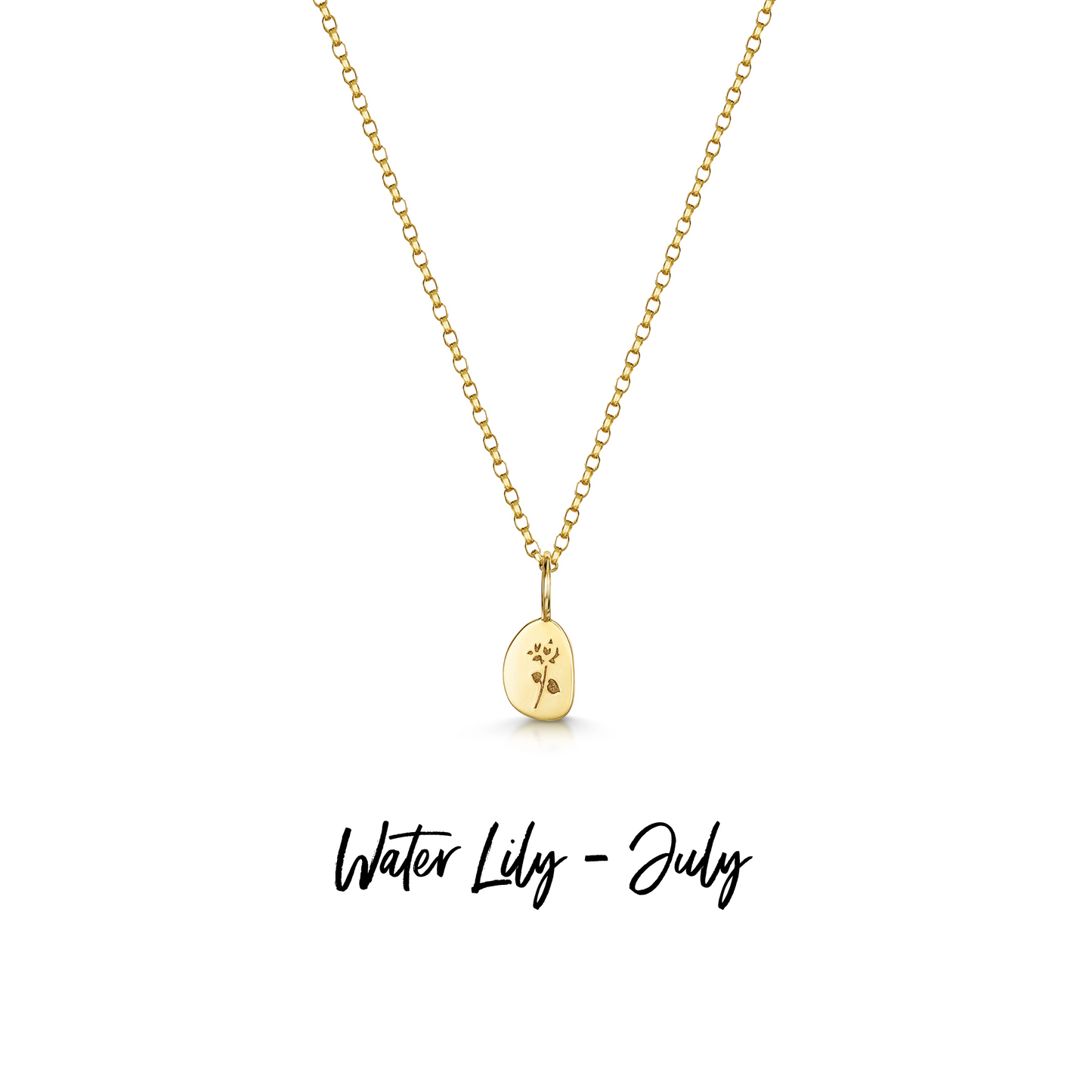9k solid yellow gold tiny birth flower pebble necklace pendant