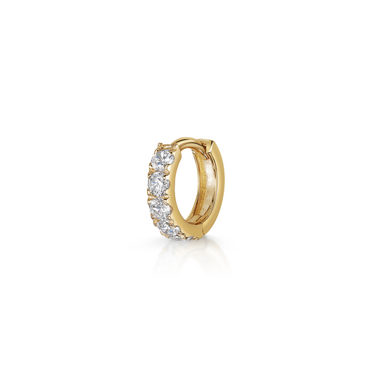 astrid miyu 9k solid yellow gold 6mm simple crystal mini huggie earring Huggies and Hoops Laura Bond