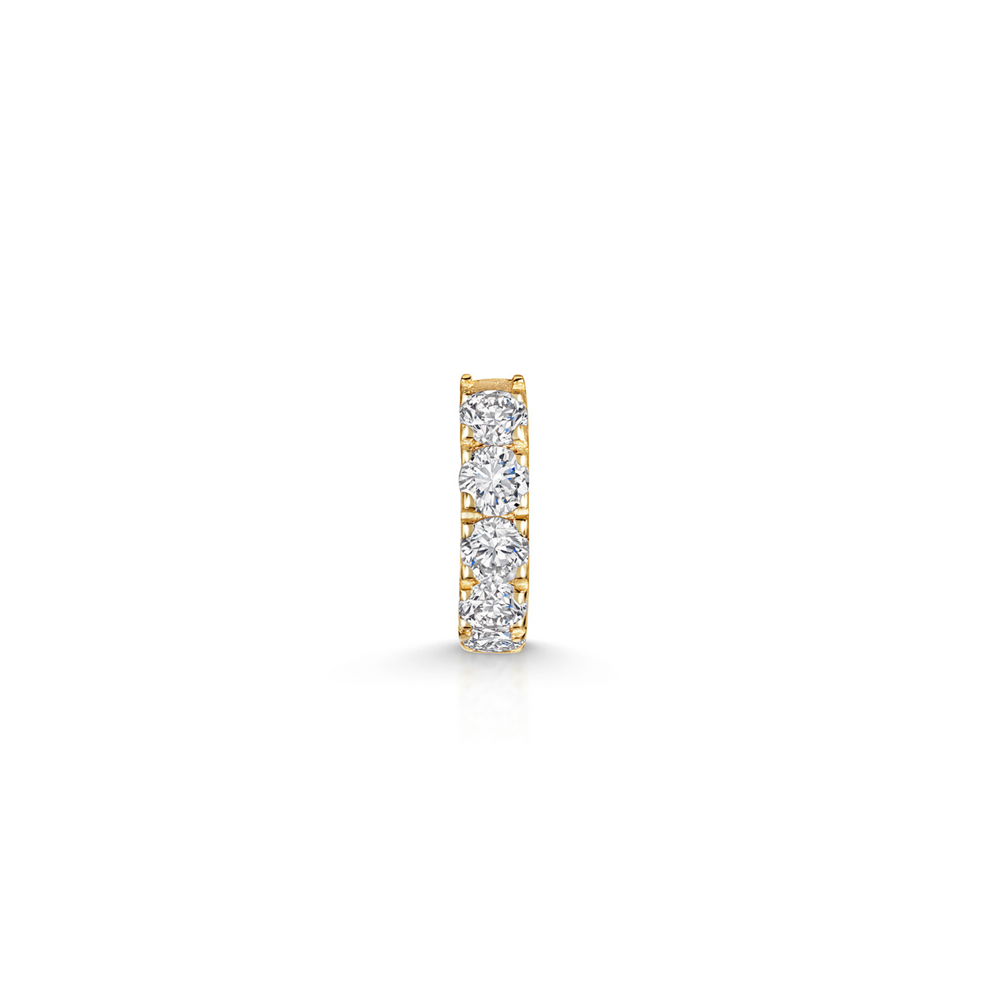 astrid miyu 9k solid yellow gold 6mm simple crystal mini huggie earring Huggies and Hoops Laura Bond