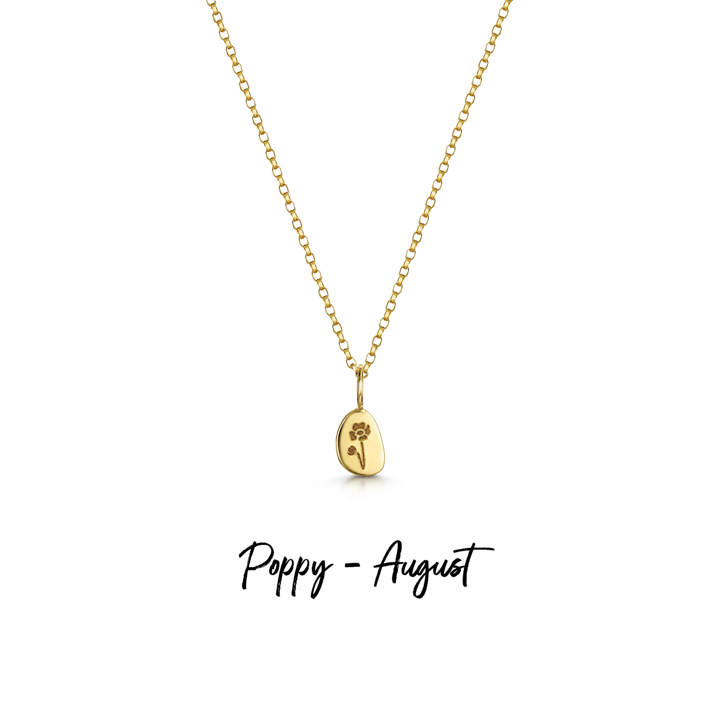 9k solid yellow gold tiny birth flower pebble necklace pendant
