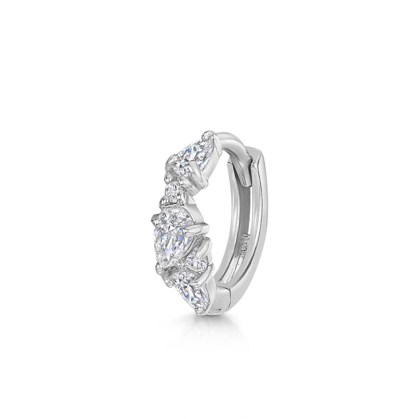 9k solid white gold Adella abstract pear huggie earring 6mm Huggies and Hoops Laura Bond Maria Tash