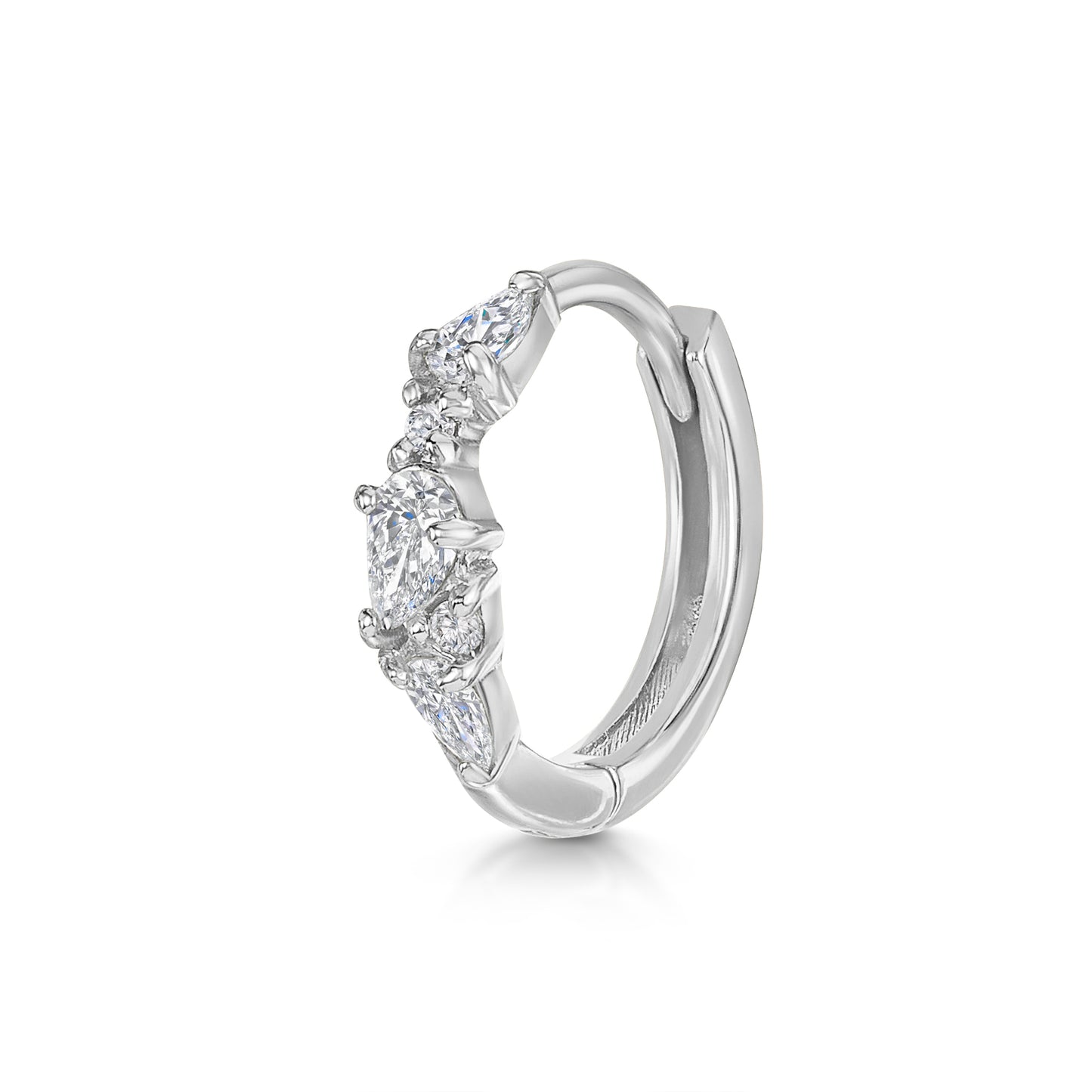 9k solid white gold Adella abstract pear huggie earring 8mm Huggies and Hoops Laura Bond Maria Tash