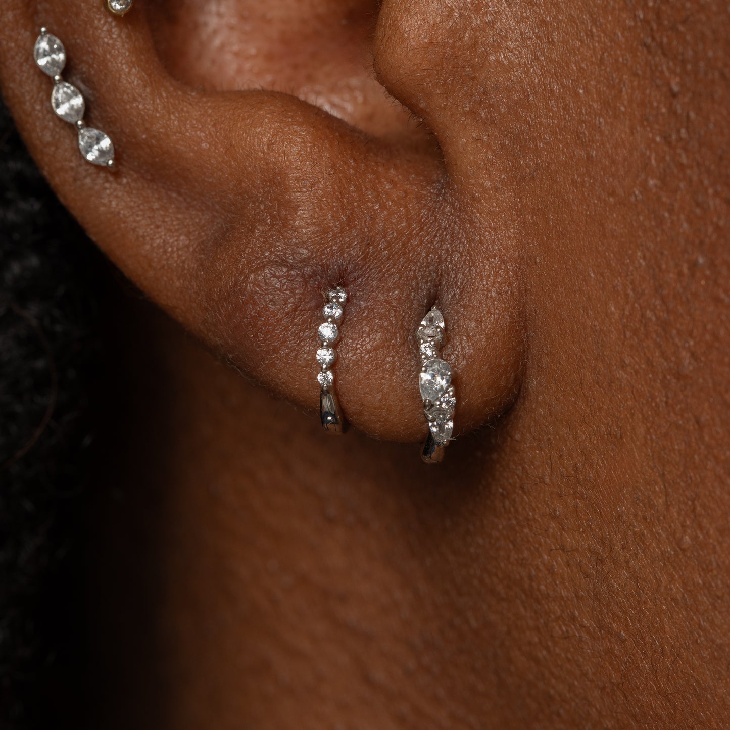 9k solid white gold Izzy huggie earring 8mm Huggies and Hoops Laura Bond Maria Tash