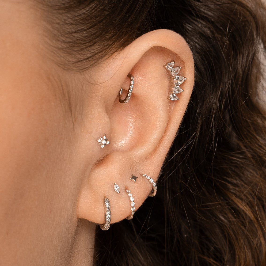 9k solid white gold Izzy huggie earring 8mm Huggies and Hoops Laura Bond Maria Tash