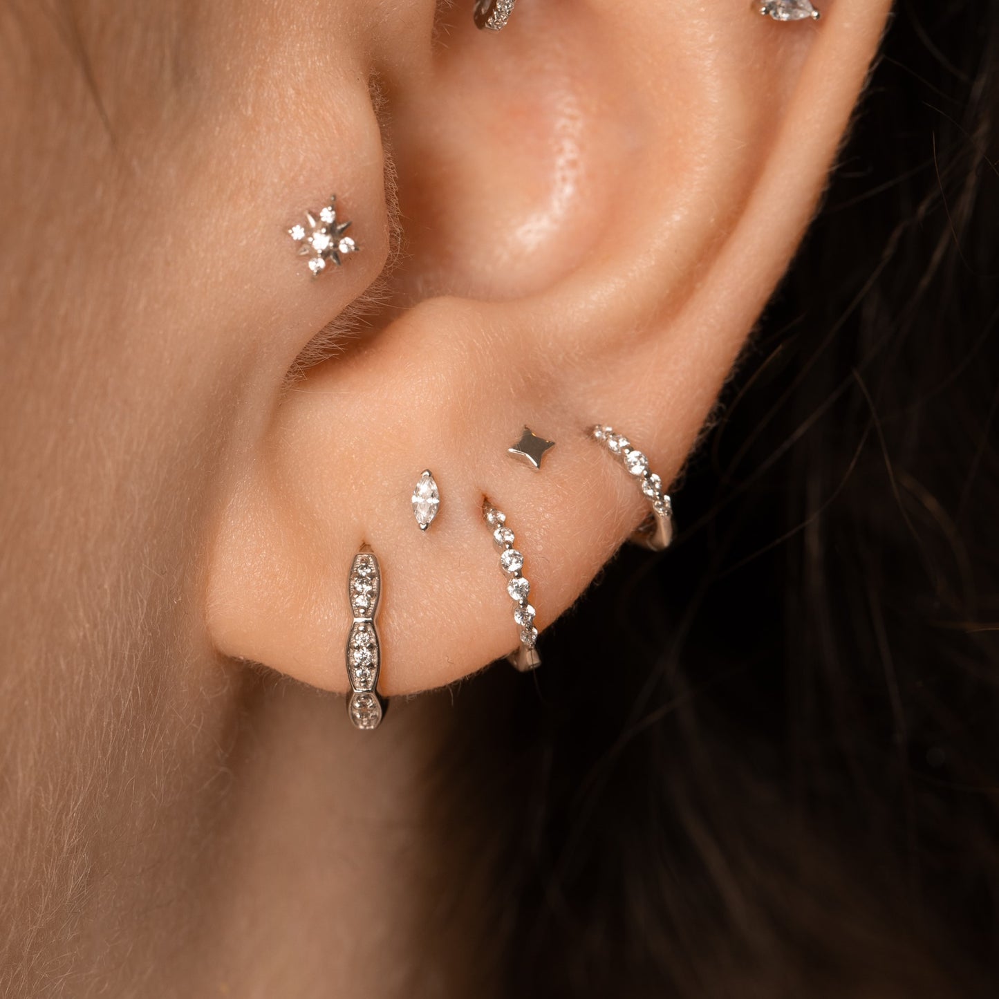 9k solid white gold Izzy huggie earring 8mm Huggies and Hoops Laura Bond Maria Tash