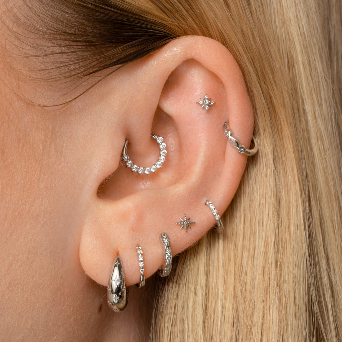 9k solid white gold Izzy huggie earring 8mm Huggies and Hoops Laura Bond Maria Tash