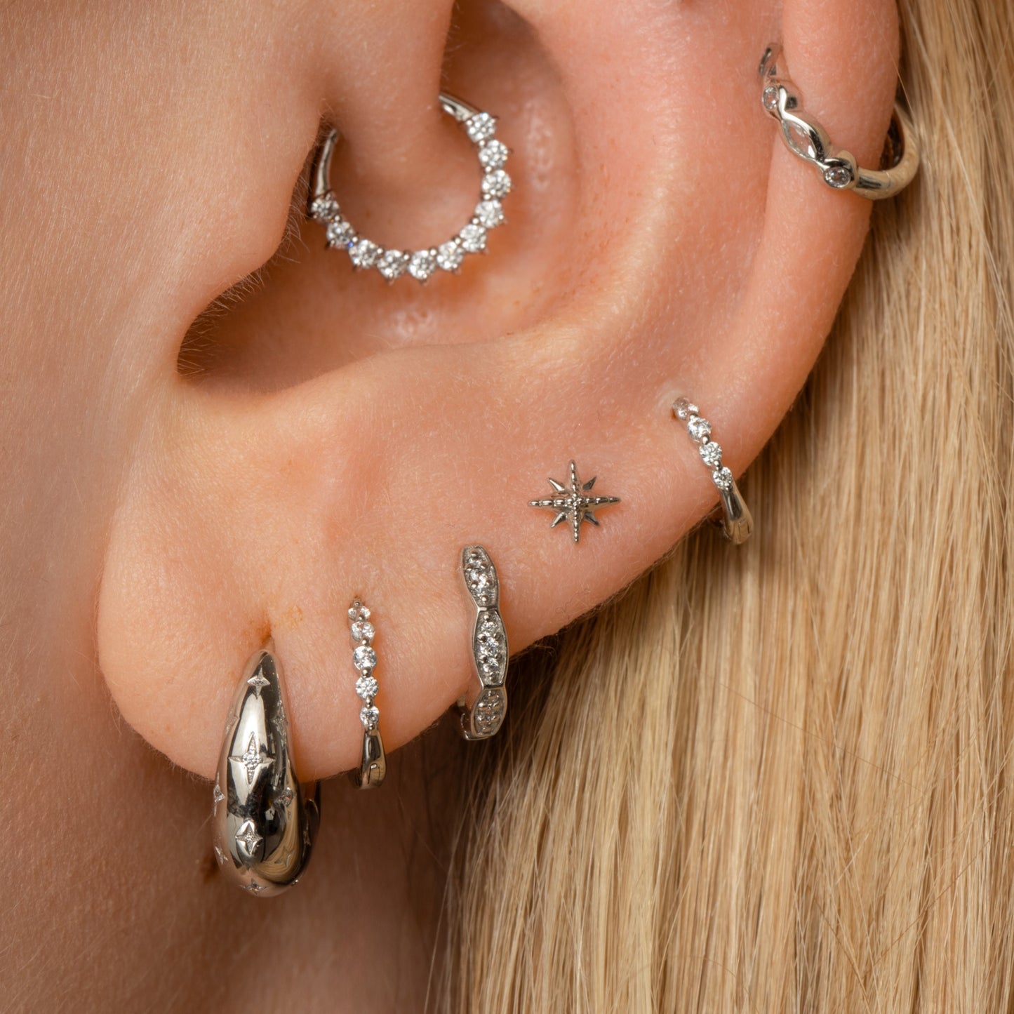 9k solid white gold Izzy huggie earring 8mm Huggies and Hoops Laura Bond Maria Tash