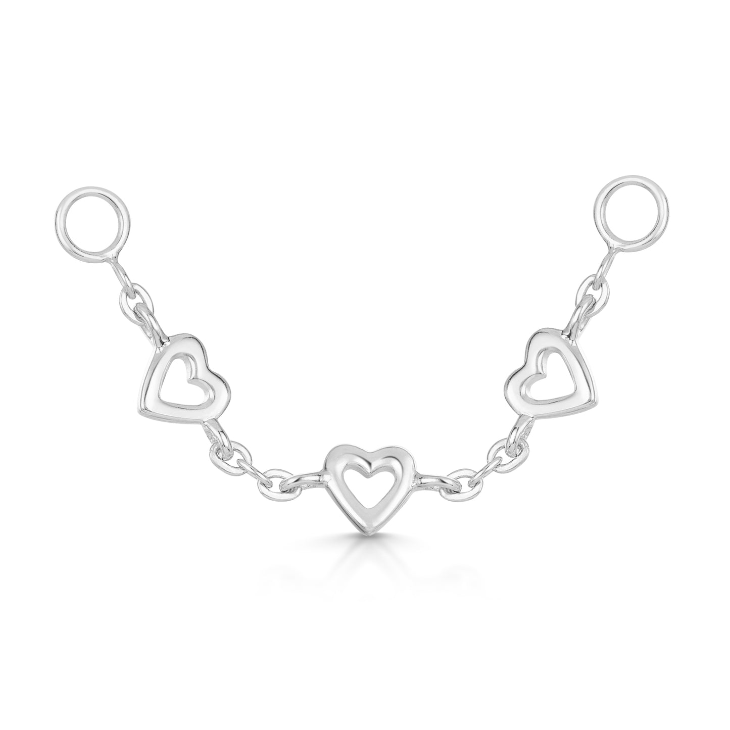 9k solid white gold love heart earring chain Chains and Charms Laura Bond Maria Tash
