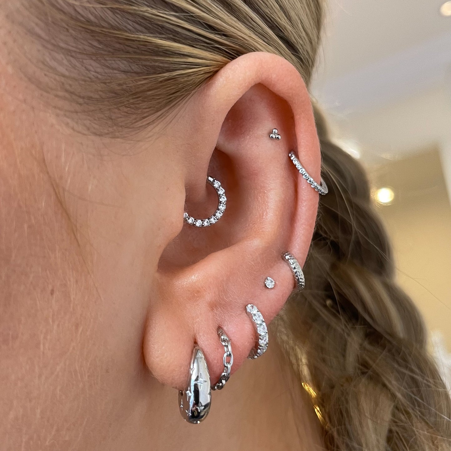 astrid miyu 9k solid white gold nuit étoilée Domed huggie earring pair Earring Pairs Laura Bond