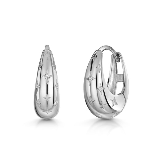 astrid miyu 9k solid white gold nuit étoilée Domed huggie earring pair Earring Pairs Laura Bond