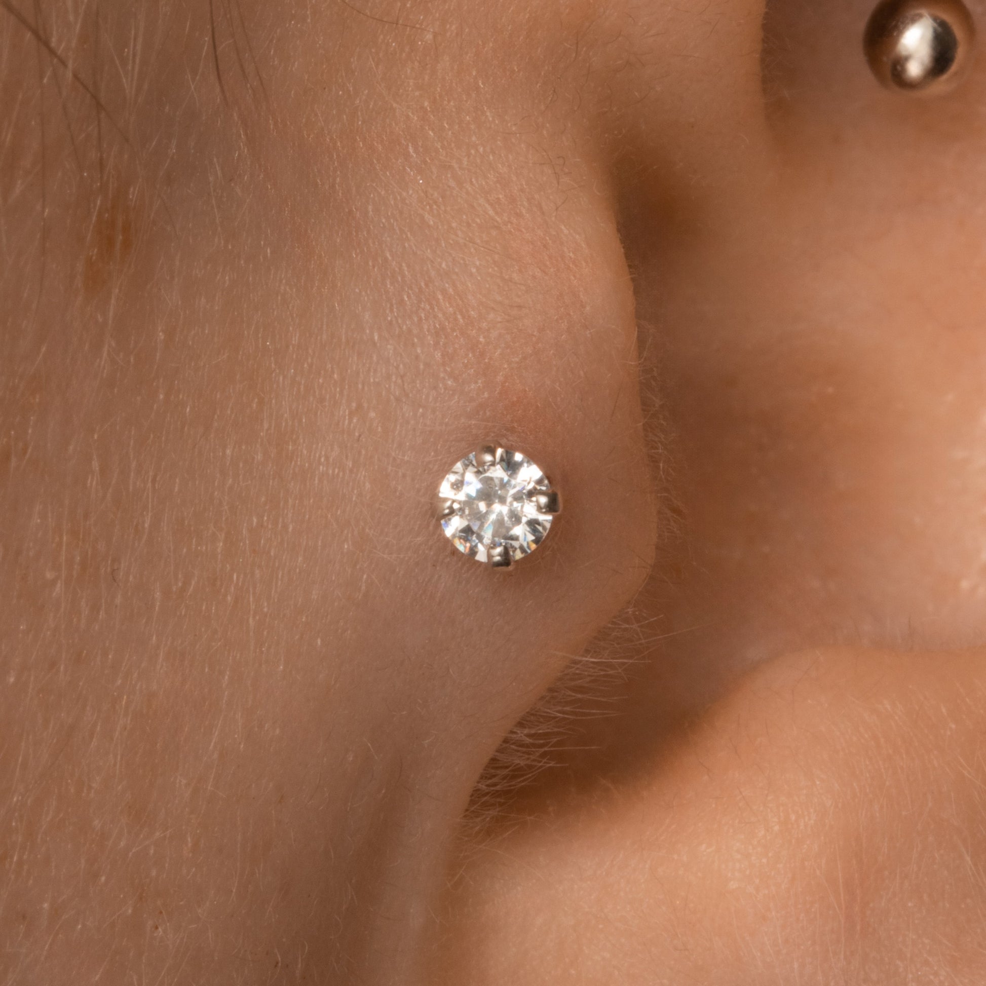 astrid miyu The Elara stacking set - 9k solid white gold flat back labret stud earring set Stacking Sets Laura Bond