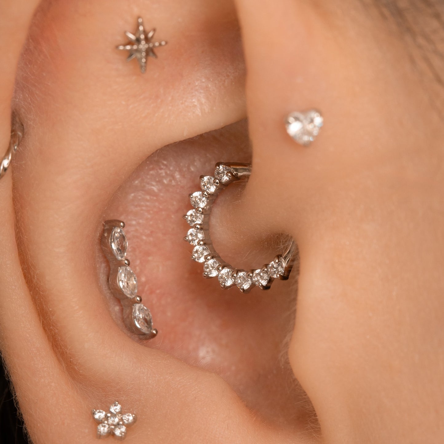 9k solid white gold Sophie hoop for daith and septum Huggies and Hoops Laura Bond Maria Tash