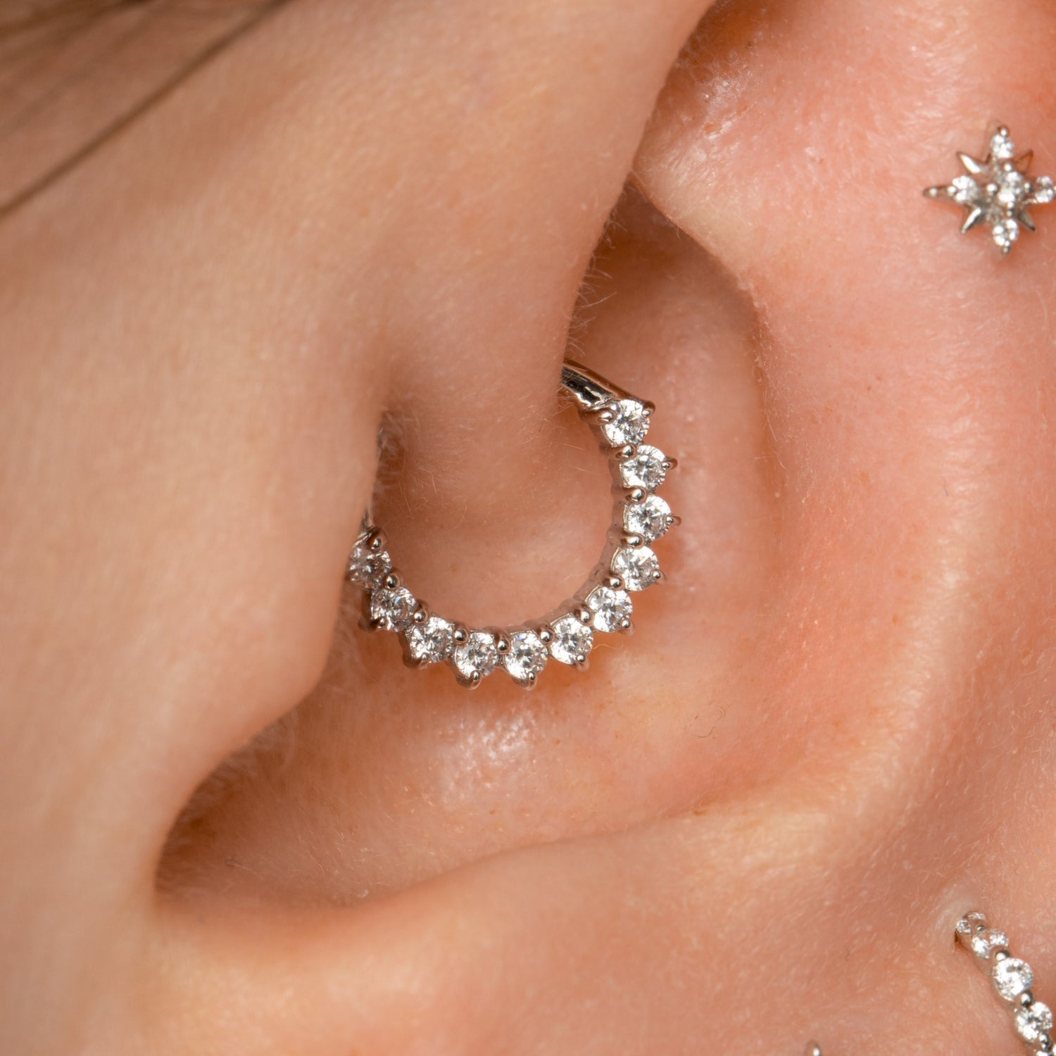 astrid miyu 9k solid white gold Sophie hoop for daith and septum Huggies and Hoops Laura Bond