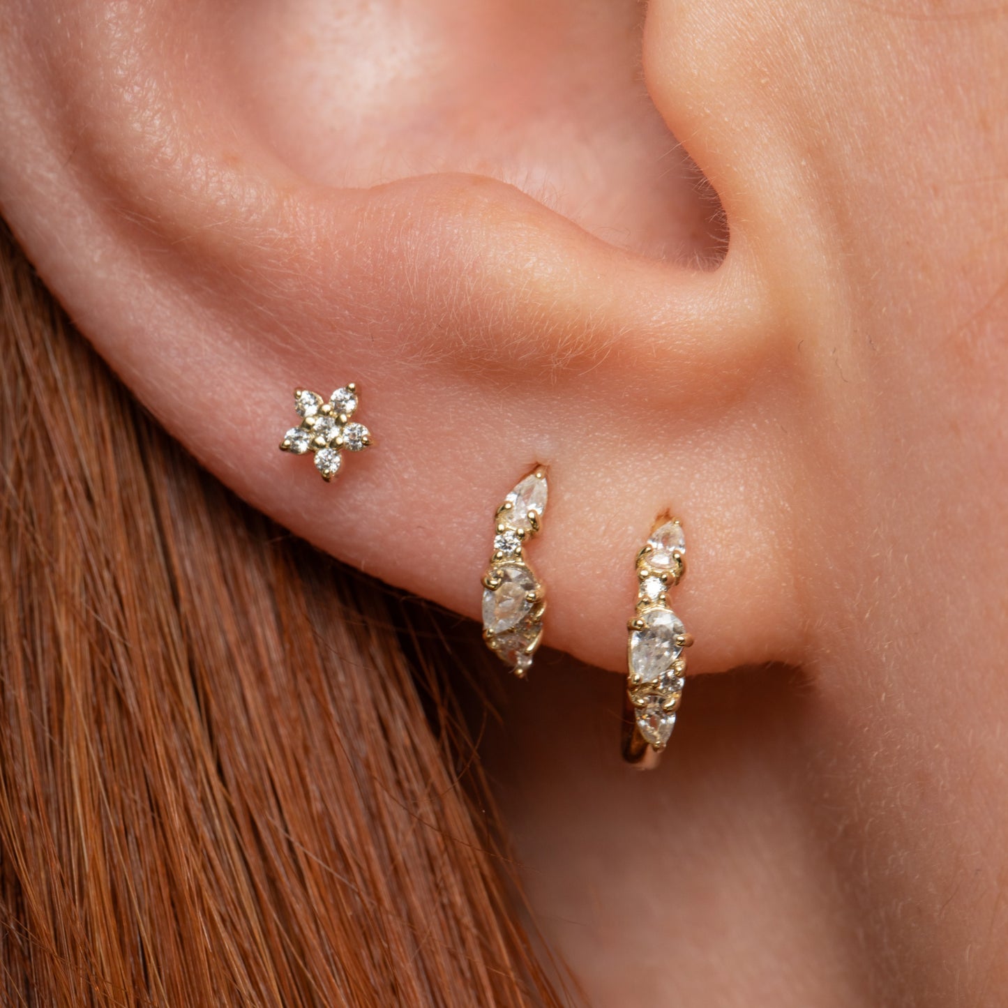 9k solid yellow gold Adella abstract pear huggie earring 6mm Huggies and Hoops Laura Bond Maria Tash