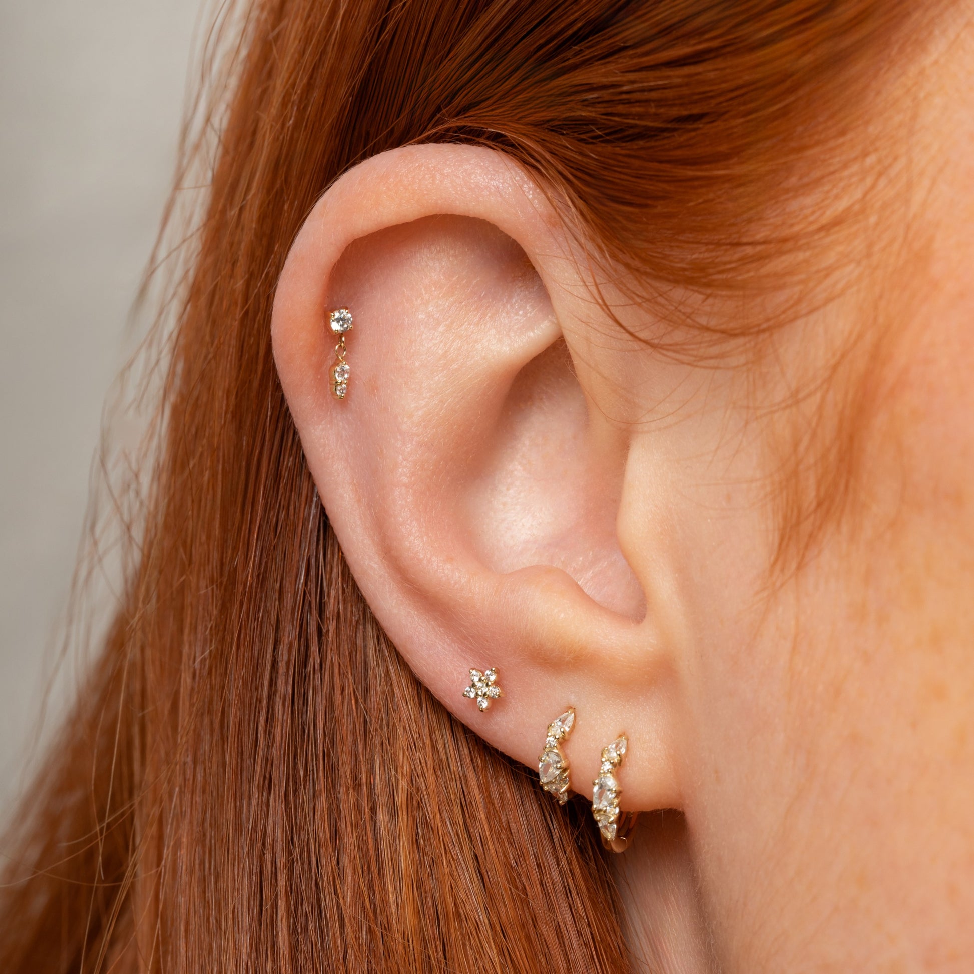 astrid miyu 14k solid yellow gold Drops of Jupiter flat back labret stud earring Cartilage Studs Laura Bond