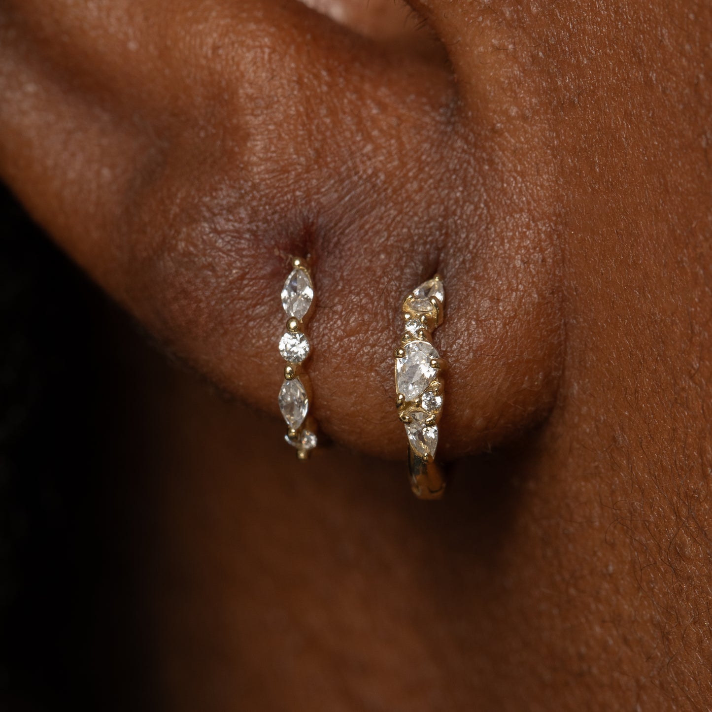 9k solid yellow gold Adella abstract pear huggie earring 8mm Huggies and Hoops Laura Bond Maria Tash
