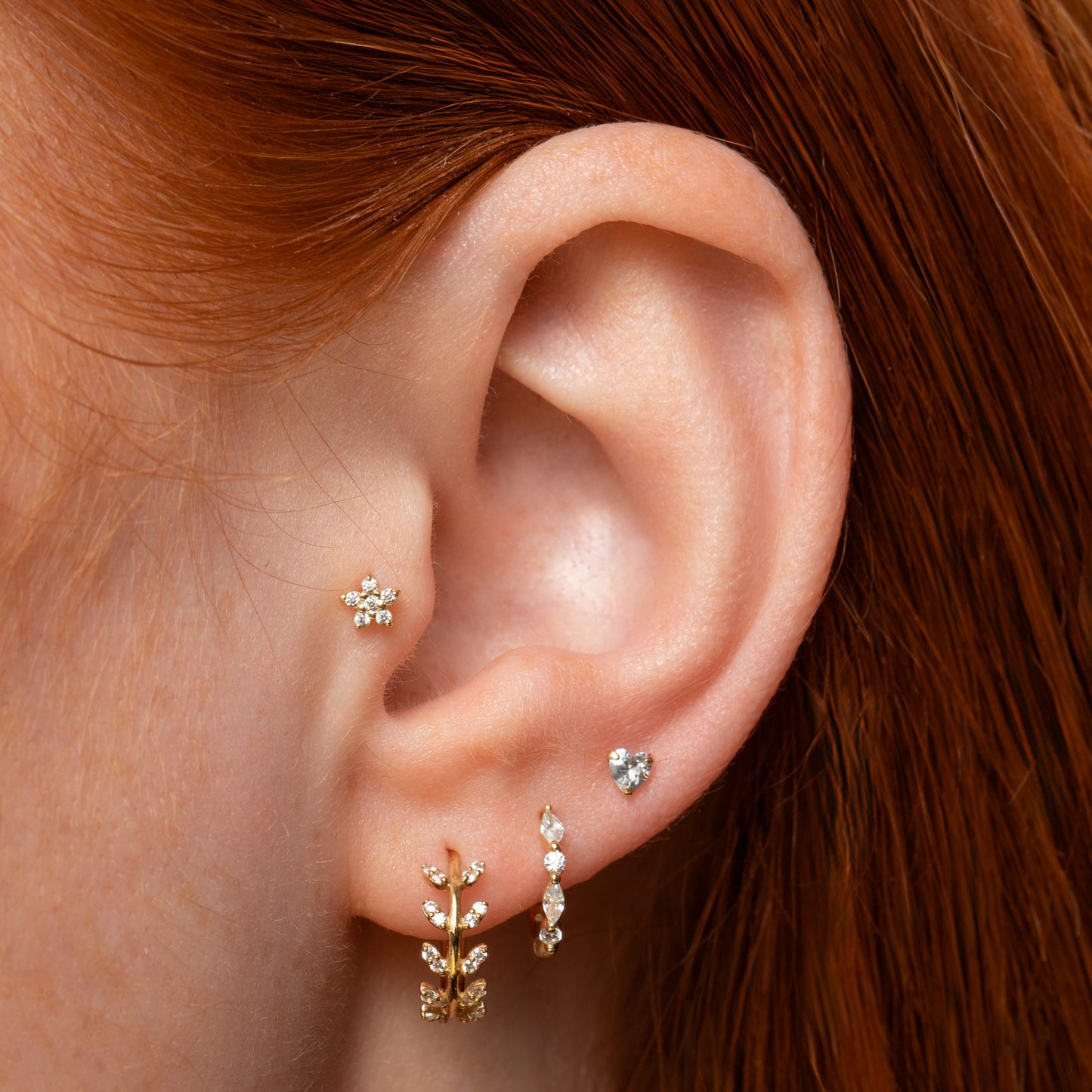 9k solid yellow gold dainty marquise huggie earring 8mm Huggies and Hoops Laura Bond Maria Tash