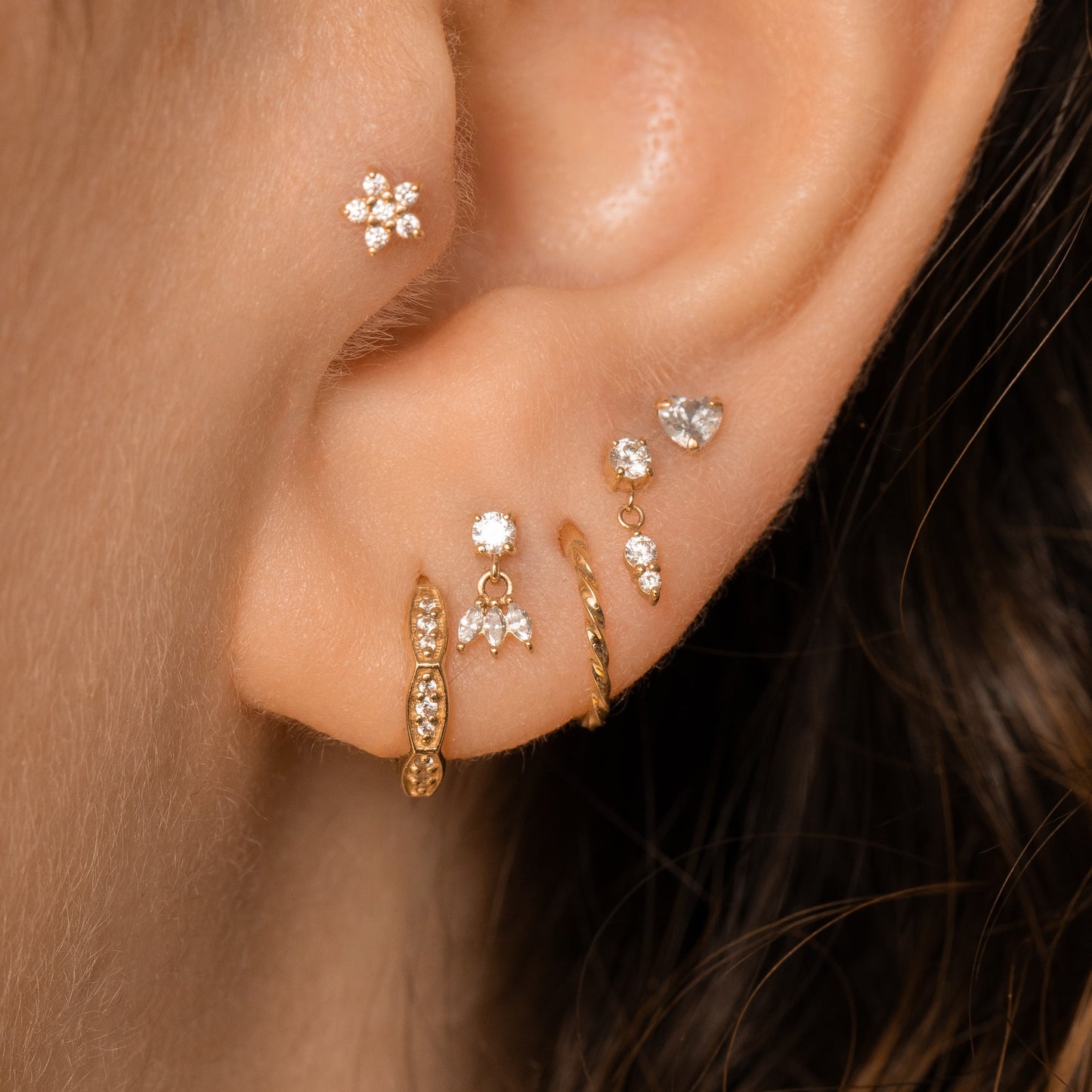 9k solid yellow gold Drops of Jupiter flat back labret stud earring Cartilage Studs Laura Bond Maria Tash