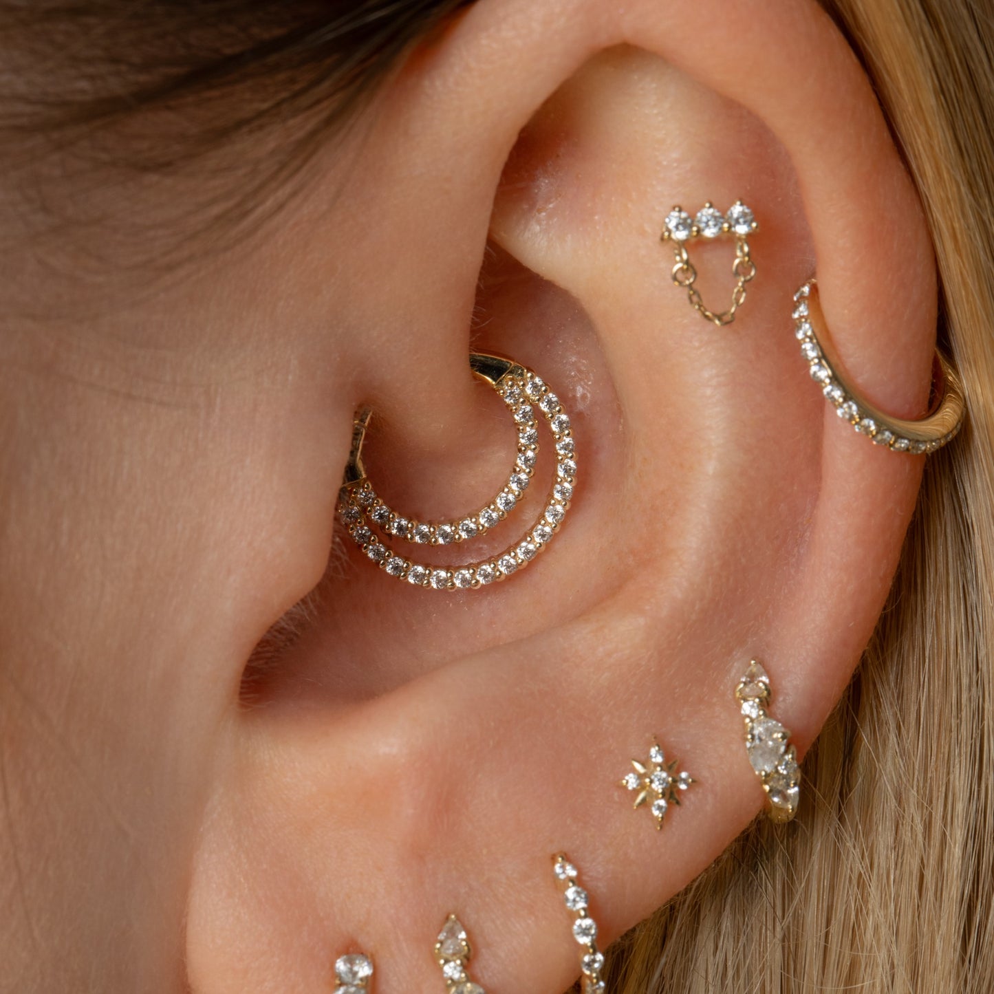 9k solid yellow gold Echo hoop for daith or septum Huggies and Hoops Laura Bond Maria Tash