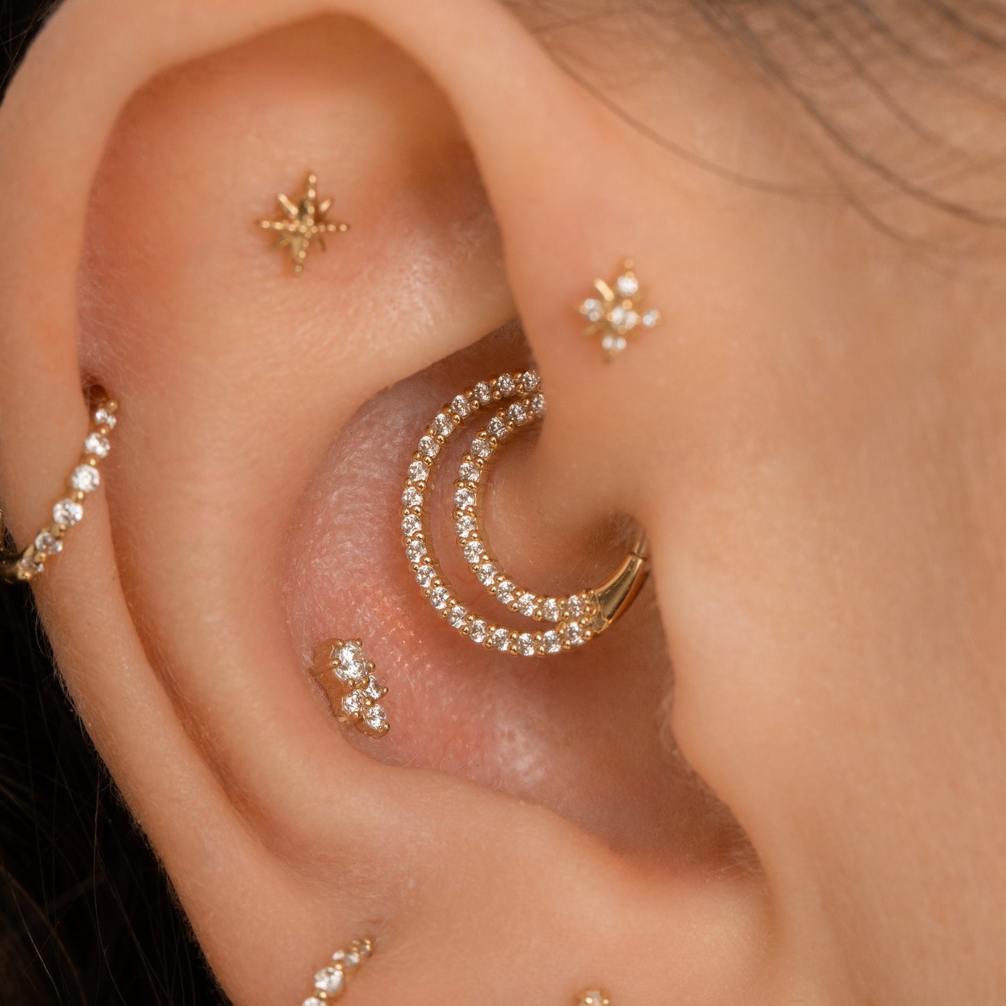 9k solid yellow gold Echo hoop for daith or septum Huggies and Hoops Laura Bond Maria Tash