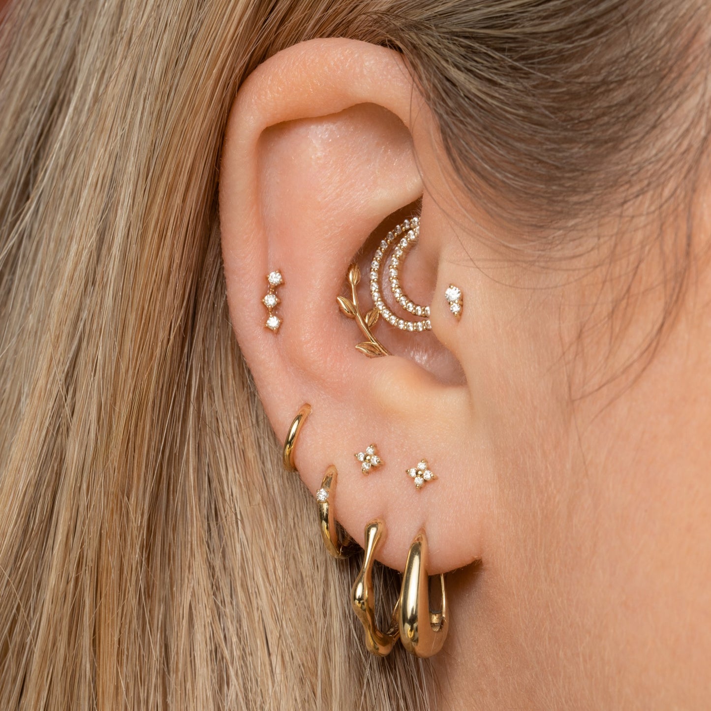 9k solid yellow gold Echo hoop for daith or septum Huggies and Hoops Laura Bond Maria Tash