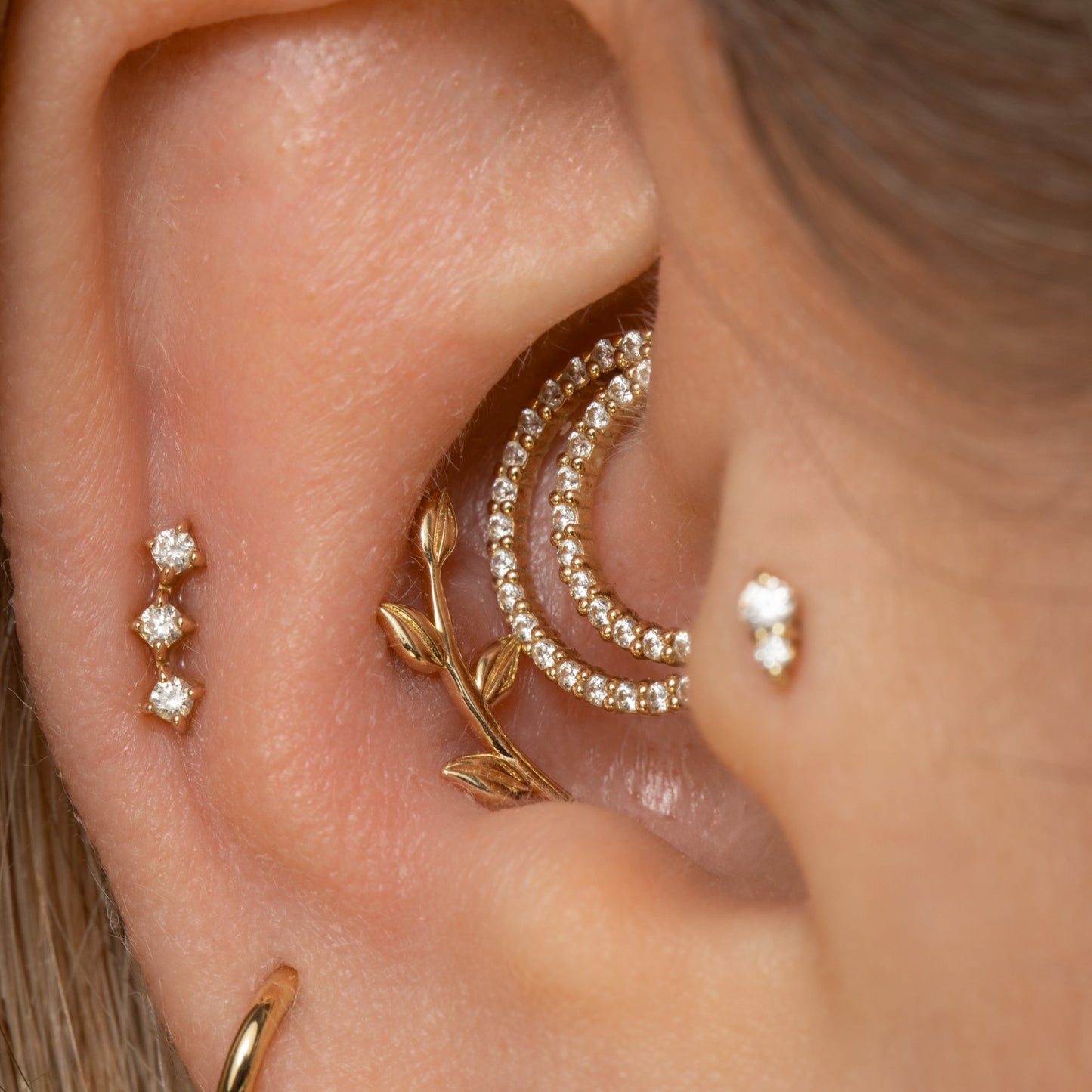 9k solid yellow gold Echo hoop for daith or septum Huggies and Hoops Laura Bond Maria Tash