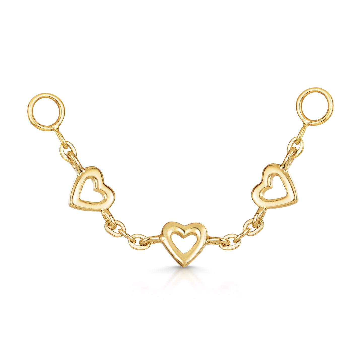 9k solid yellow gold love heart earring chain Chains and Charms Laura Bond Maria Tash astrid miyu