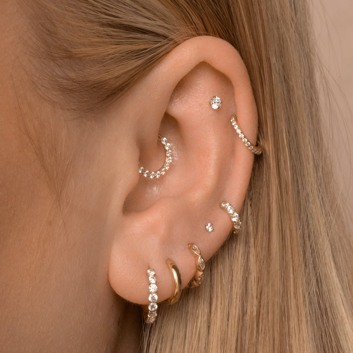 astrid miyu 9k solid yellow gold 3mm single crystal gem flat back labret stud earring 6mm Cartilage Studs Laura Bond