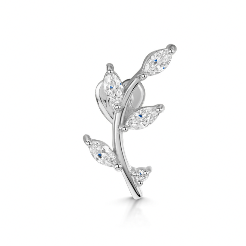 astrid miyu 9k solid white gold vine garland flat back climber stud earring 6mm Cartilage Studs Laura Bond