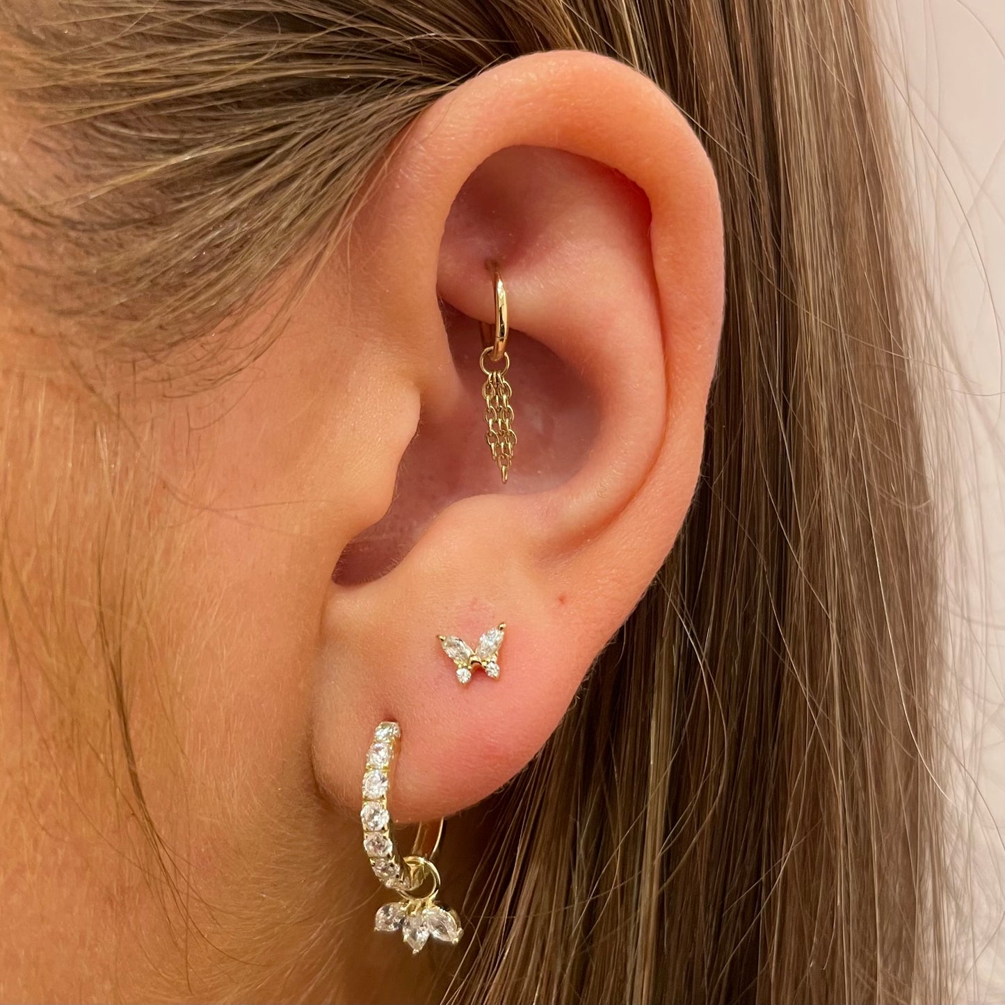 astrid miyu 9k solid yellow gold Sunlight floating earring chain charm Chains and Charms Laura Bond