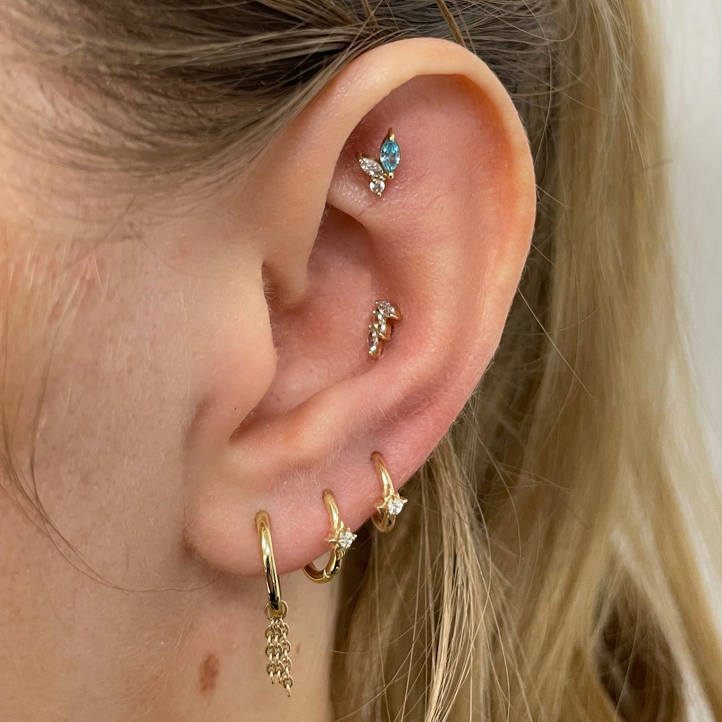 astrid miyu 9k solid yellow gold Sunlight floating earring chain charm Chains and Charms Laura Bond