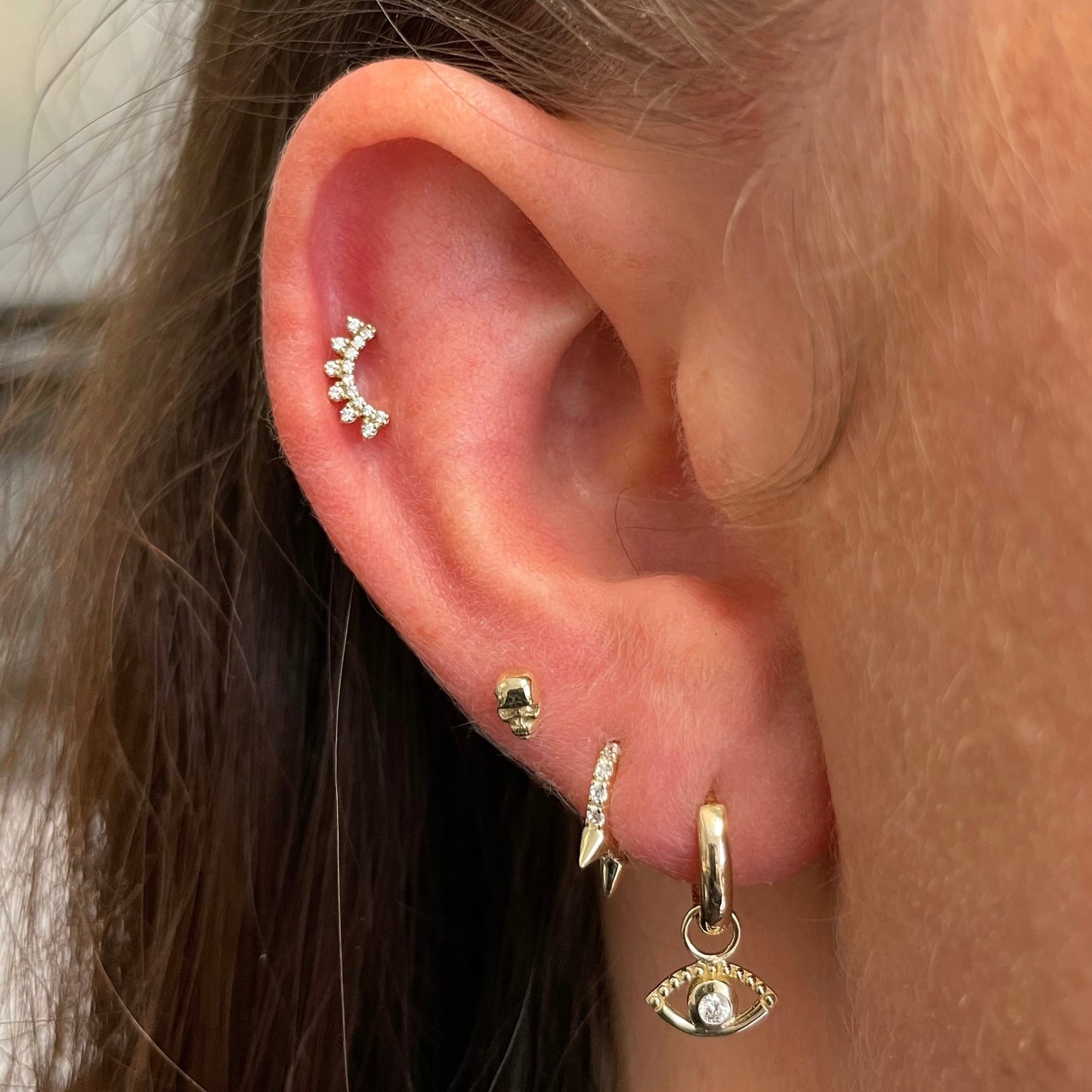 astrid miyu 14k solid yellow gold Tala flat back labret stud earring 8mm Cartilage Studs Laura Bond