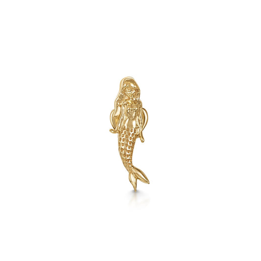 astrid miyu 9k solid yellow gold mermaid flat back labret stud earring 6mm (right) Cartilage Studs Laura Bond