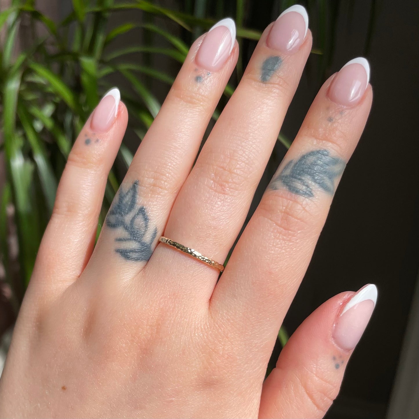 9k solid yellow gold hammered texture ring