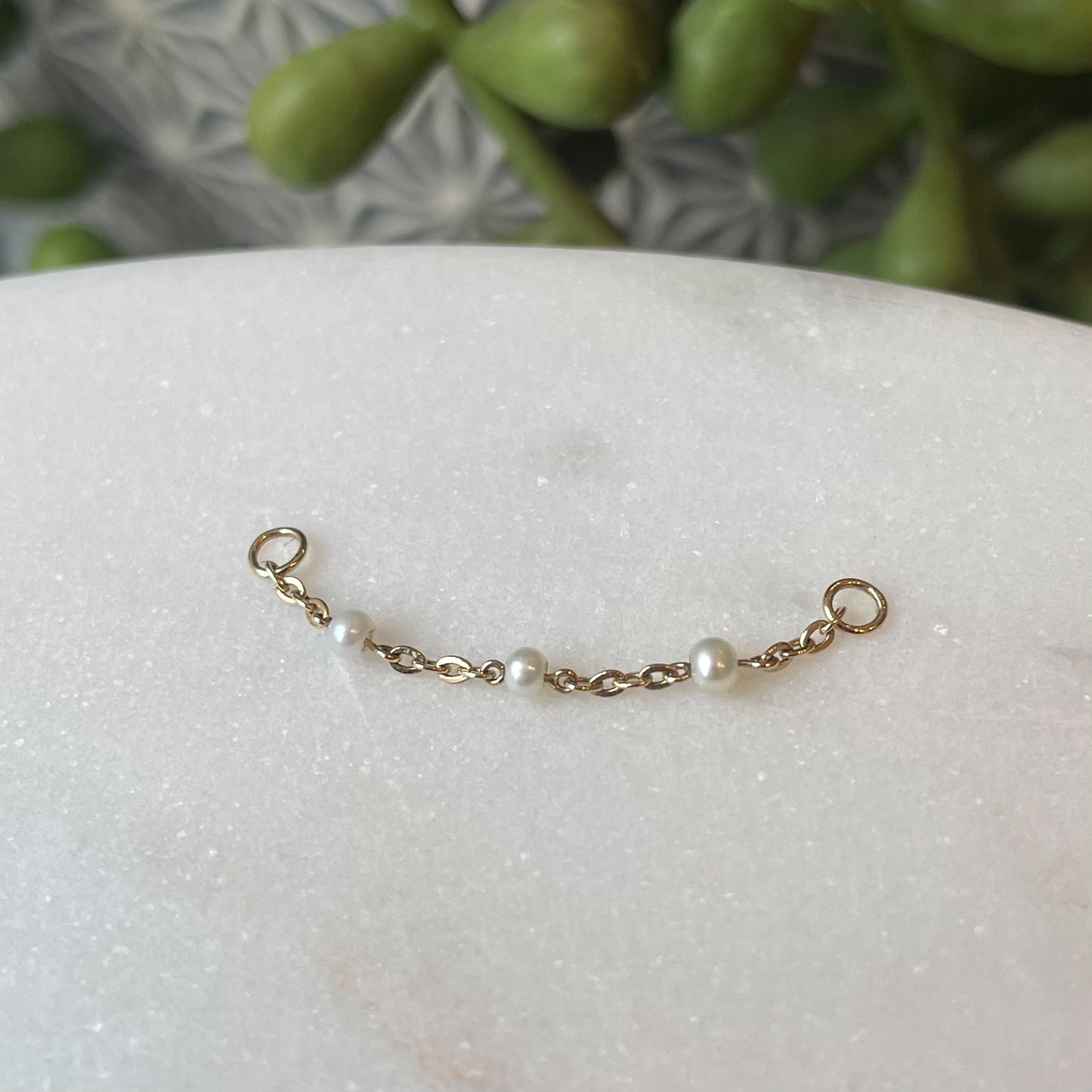 9k solid yellow gold pearl chain charm