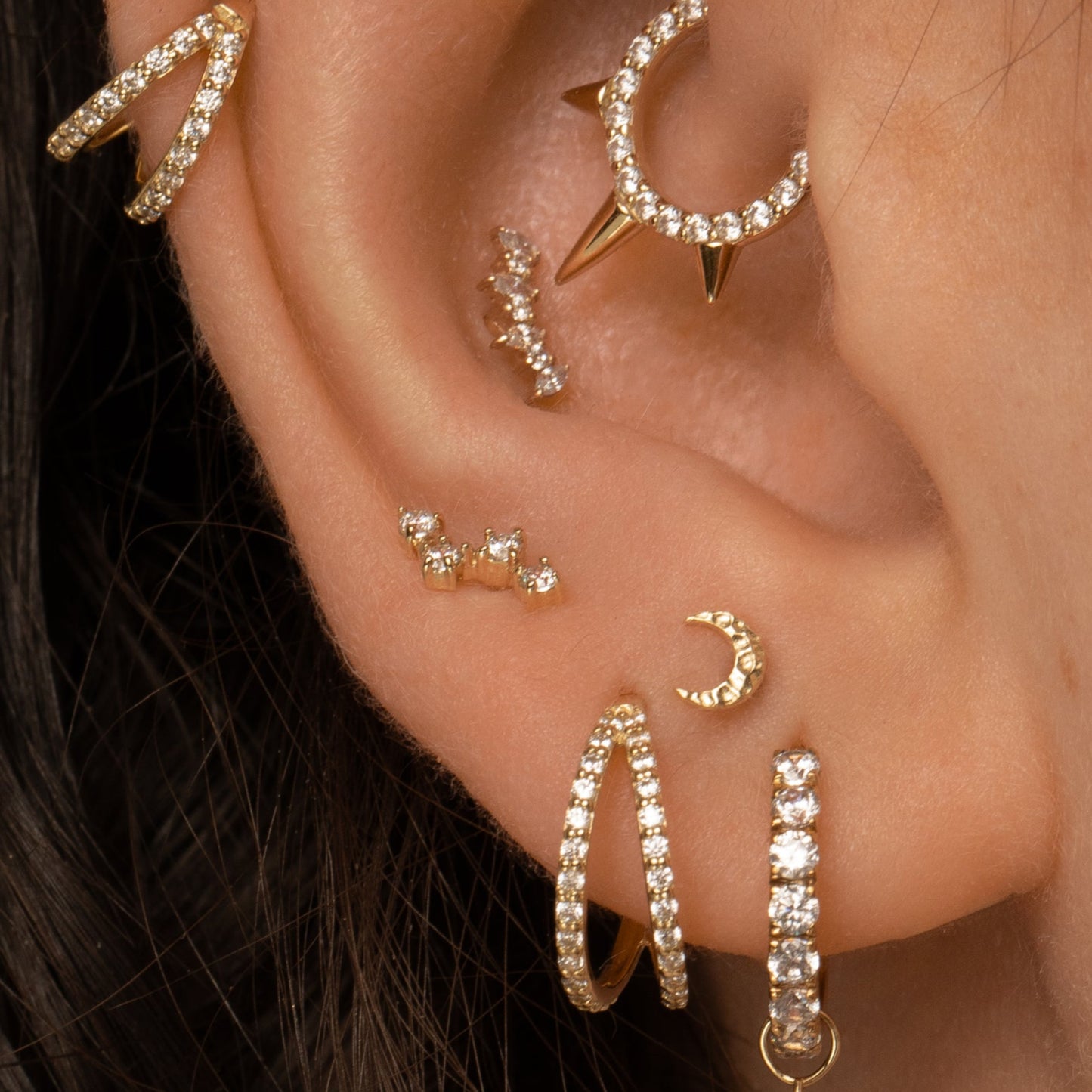astrid miyu 14k solid yellow gold mini constellation flat back labret stud earring Cartilage Studs Laura Bond