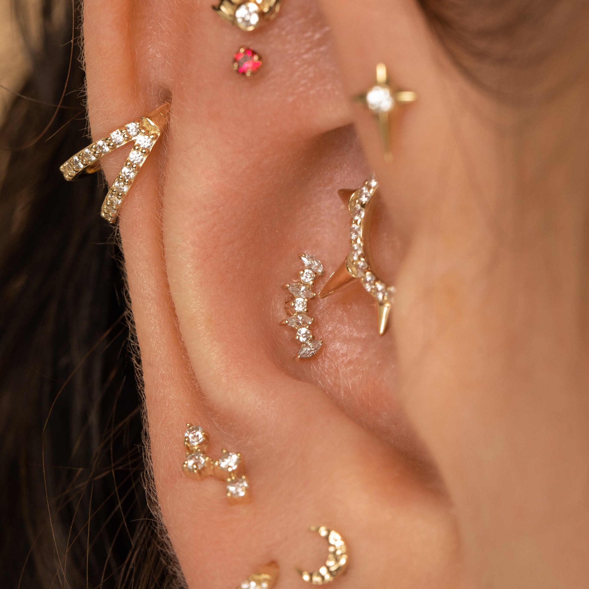 astrid miyu 9k solid yellow gold Rowena marquise labret stud earring Cartilage Studs Laura Bond